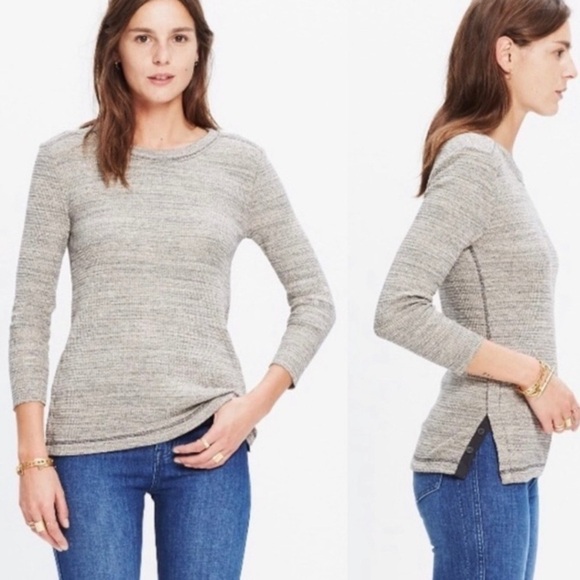 Madewell Thermal Side-Button Tee Rib Marled Tan Size XS - Picture 2 of 11